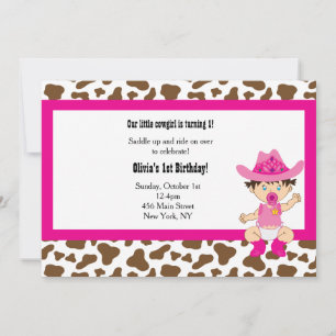 Cowgirl Birthday inage Inbjudningar