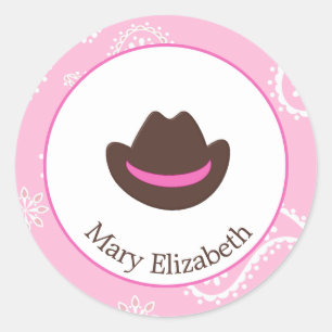 Cowgirl Birthday Stickers Runt Klistermärke