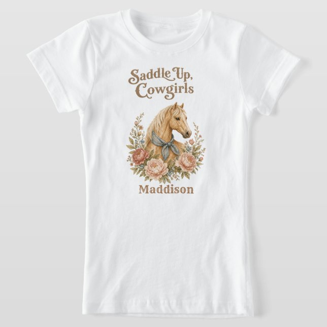 Cowgirl Blue Födelsedag T Shirt (Laydown)