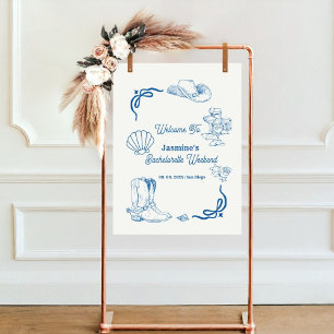 Cowgirl Blue Hand WritBachelorette Poster