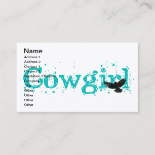 Cowgirl Blue with Bird Visitkort