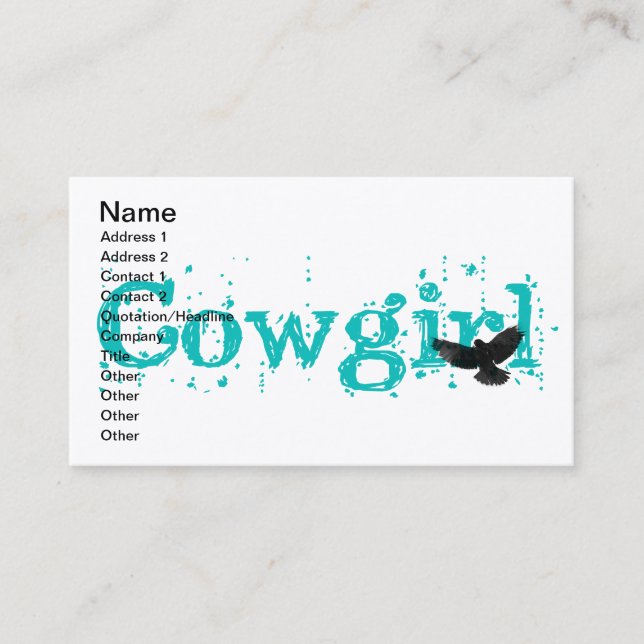 Cowgirl Blue with Bird Visitkort (Framsida)