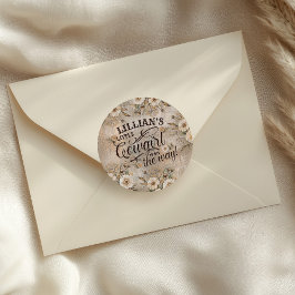 Cowgirl Boho Blommigt Westernt skript Runt Klistermärke