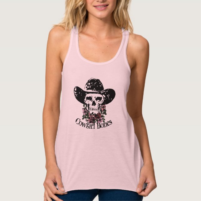Cowgirl Bone scull Linne Med Racerback (Framsida)