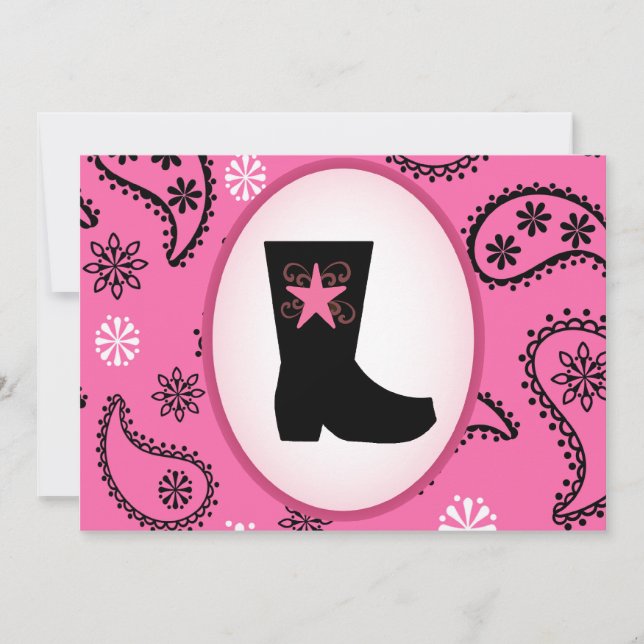 Cowgirl Boot Birthday-inbjudan Inbjudningar (Framsida)
