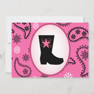 Cowgirl Boot Birthday-inbjudan Inbjudningar