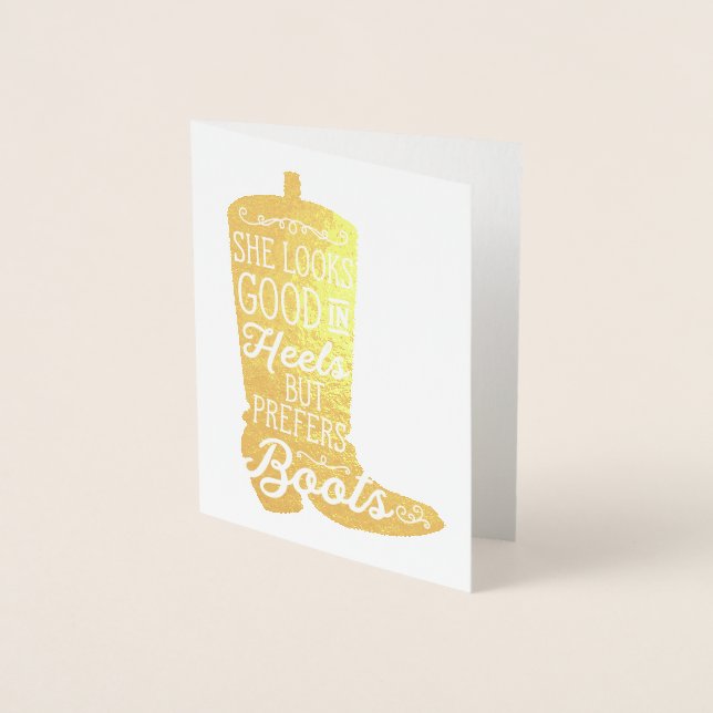 Cowgirl Boot Note Card Folierat Kort (Framsida)