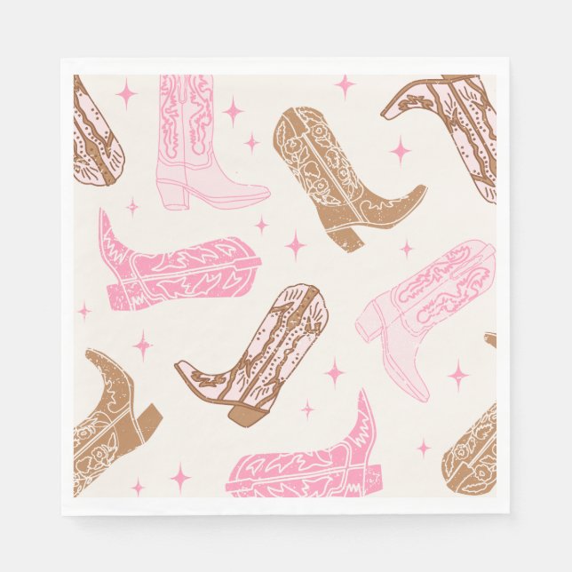 Cowgirl Boot Papper Party Napkins Pappersservett (Framsidan)