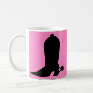 Cowgirl Boot Silhouette på Rosa Kaffemugg