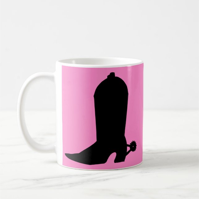 Cowgirl Boot Silhouette på Rosa Kaffemugg (Vänster)