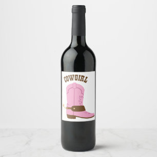 Cowgirl Boot Vinflaska Etikett
