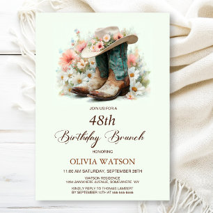 Cowgirl Boots and Hat any age Birthday Brunch Inbjudningar