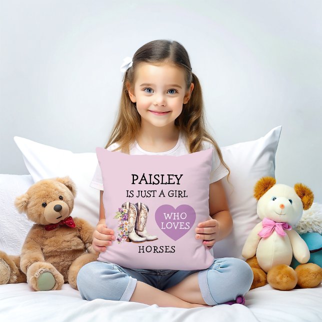 Cowgirl Boots Bara en flicka som kärlek hästar Kudde (Skapare uppladdad)