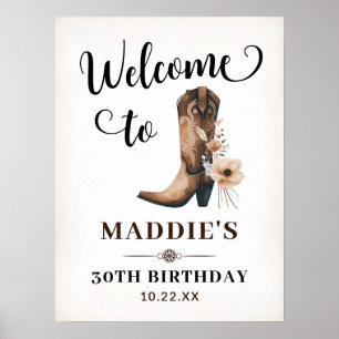 Cowgirl Boots Birthday Undertecknar Western födels Poster