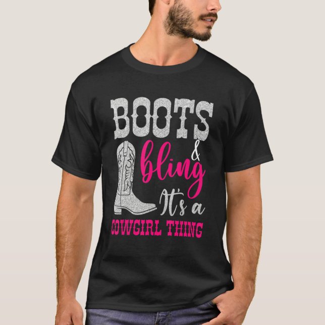 Cowgirl Boots Bling Its A Cowgirl Thing Love Count T Shirt (Framsida)