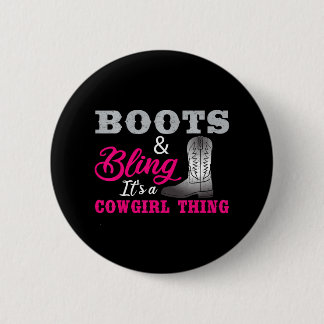 Cowgirl Boots Bling Land Älskare Music Life Knapp