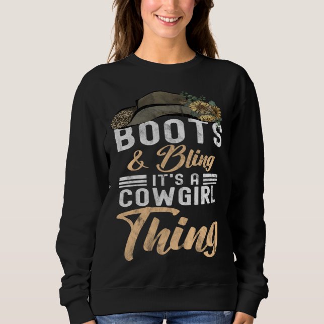 Cowgirl Boots Bling Women Cute Love Country Life   T Shirt (Framsida)
