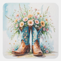 Cowgirl Boots Bouquet Stickers | Westernt tema