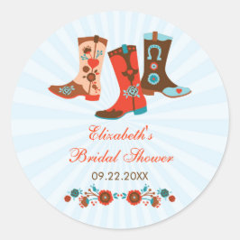 Cowgirl Boots Favor Sticker Runt Klistermärke
