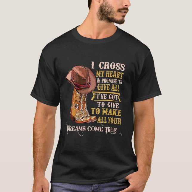 Cowgirl Boots I Kor Mitt hjärta Westerna Land Cow T Shirt (Framsida)
