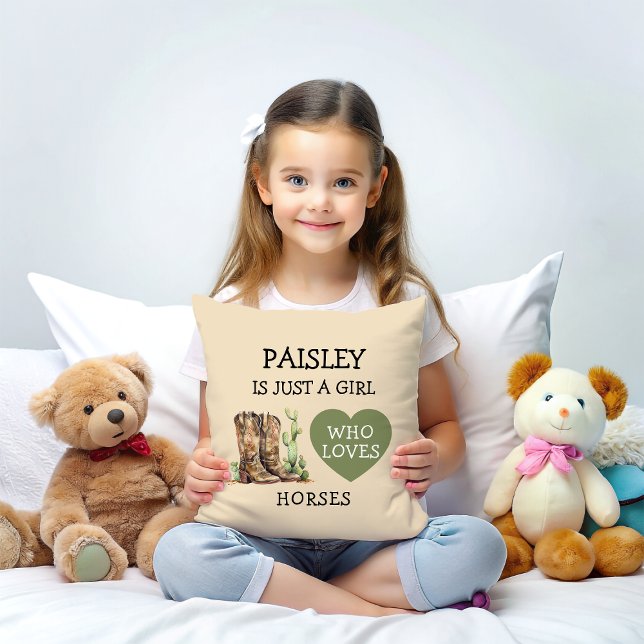 Cowgirl Boots Just a Girl who loves horses Kudde (Skapare uppladdad)