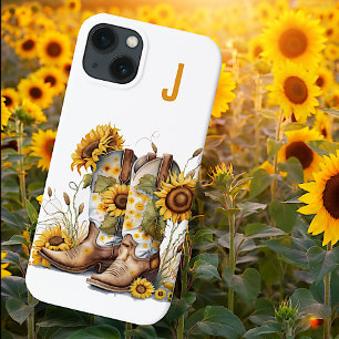Cowgirl Boots och Sunblommor Monogrammed