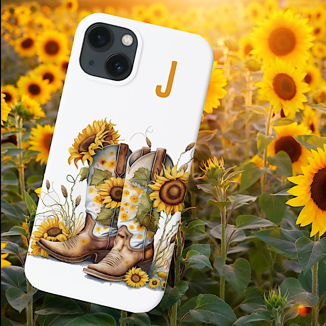 Cowgirl Boots och Sunblommor Monogrammed (Skapare uppladdad)