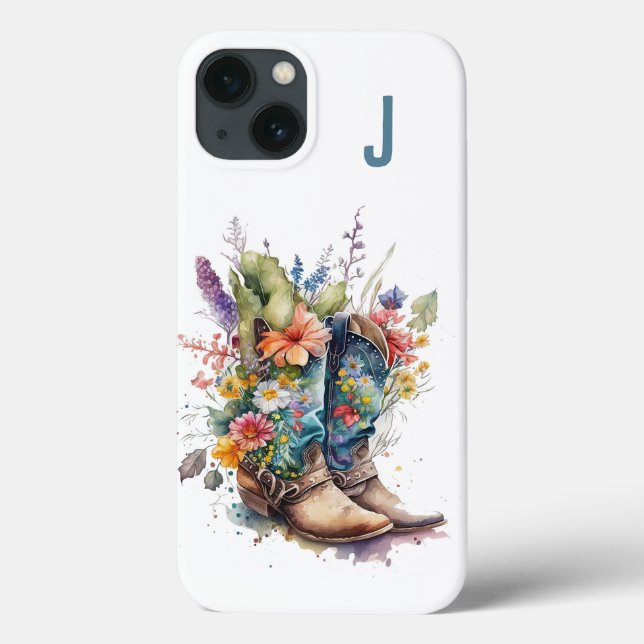 Cowgirl Boots och Wildblommor Monogrammed (Baksida)