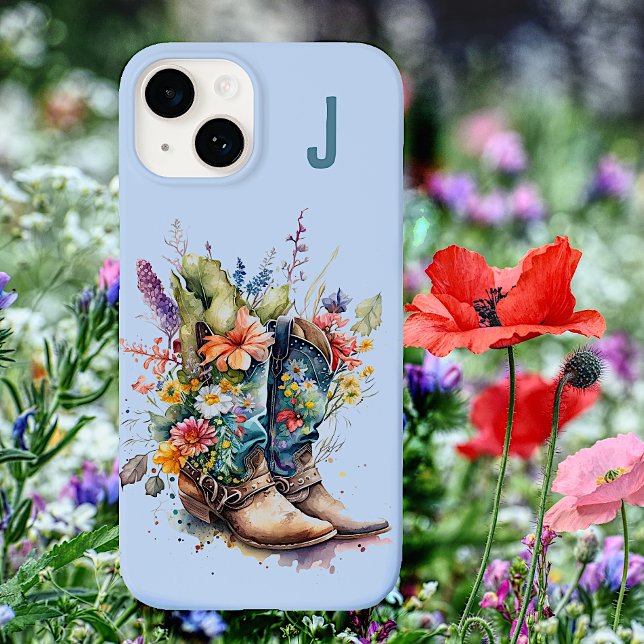 Cowgirl Boots och Wildblommor Monogrammed (Skapare uppladdad)