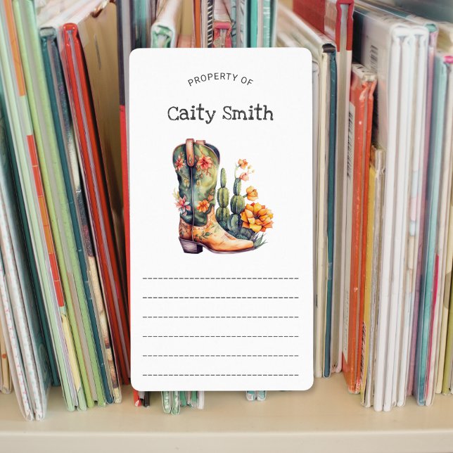 Cowgirl Boots orange floral cactus property of  Fraktsedel (Skapare uppladdad)