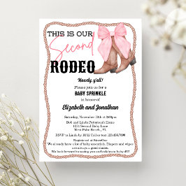 Cowgirl Boots Rosa Bow Rodeo Second Baby Sprinkle Inbjudningar