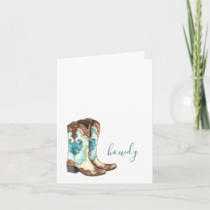 Cowgirl Boots Watercolor Kort
