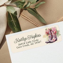 Cowgirl Boots with Flowers Returetiketters Returadress Etikett