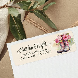 Cowgirl Boots with Flowers Returetiketters Returadress Etikett