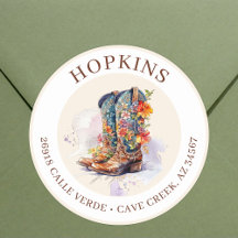 Cowgirl Boots with Flowers Returetiketters