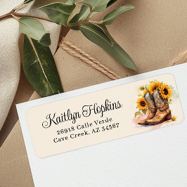 Cowgirl Boots with Sunwers Return Address Label Returadress Etikett