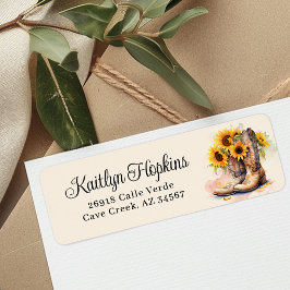 Cowgirl Boots with Sunwers Return Address Label Returadress Etikett