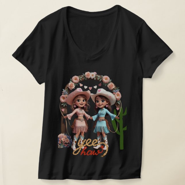 Cowgirl Bröllop Firande - Western Aesthetic fo T Shirt (Laydown)