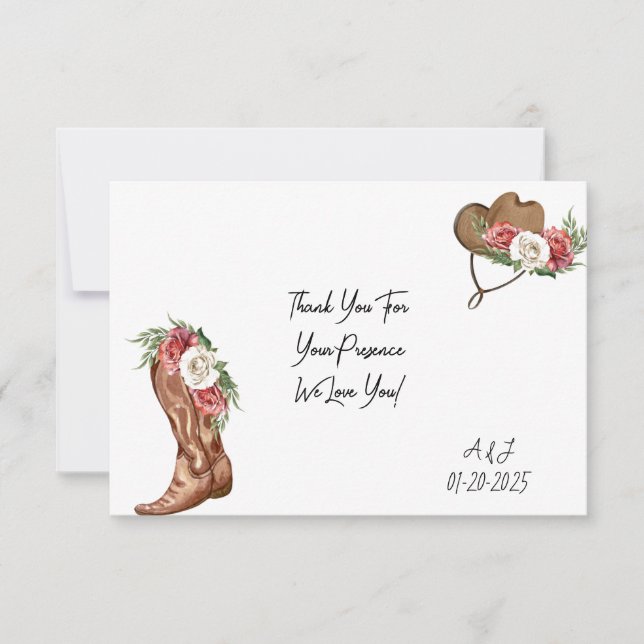 COWGIRL BRöllopsfest TACKKORT Tack Kort (Framsida)