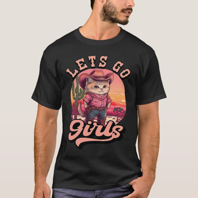 Cowgirl Cat Låt oss Go Girls Howdy Western Cowgirl T Shirt (Framsida)