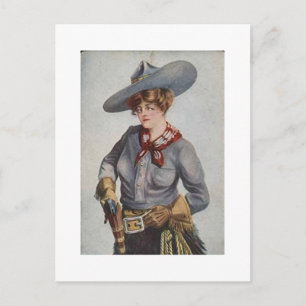 Cowgirl circa 1909 vycard vykort