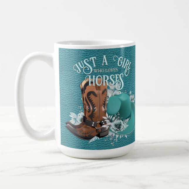 Cowgirl-citat turquise skin cowboystövlar kaffemugg (Vänster)