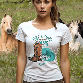 Cowgirl-citat turquise skin cowboystövlar t shirt