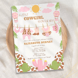 Cowgirl Clothesline Western Rodeo Girl Baby Shower Inbjudningar