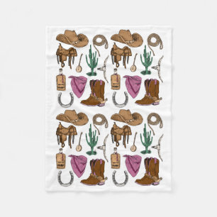 Cowgirl Collage Mysigt Blanket - Western, Rosa och Fleecefilt