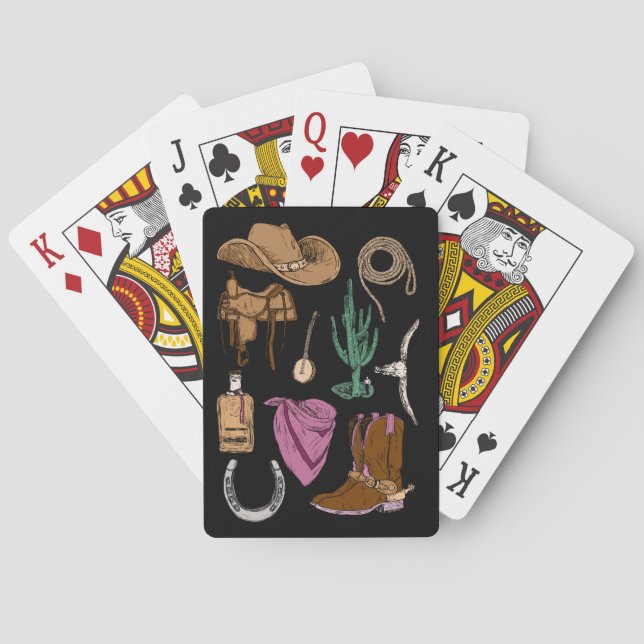 Cowgirl Collage Spelningskort (svart) Casinokort (Baksidan)