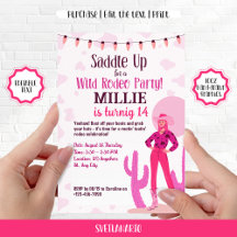 Cowgirl Country Coquette västern-inbjudan till föd