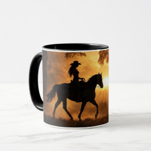 Cowgirl Country Western Häst Ridning Mugg
