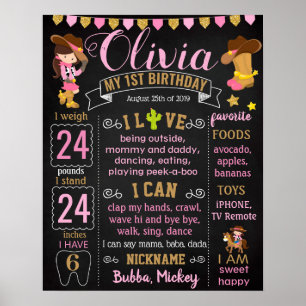 CowGirl Cow Girl Cowboy Vilda western Birthday-tec Poster
