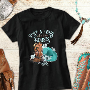 Cowgirl cowboystövlar som Girl Kärlek-hästar namn  T Shirt